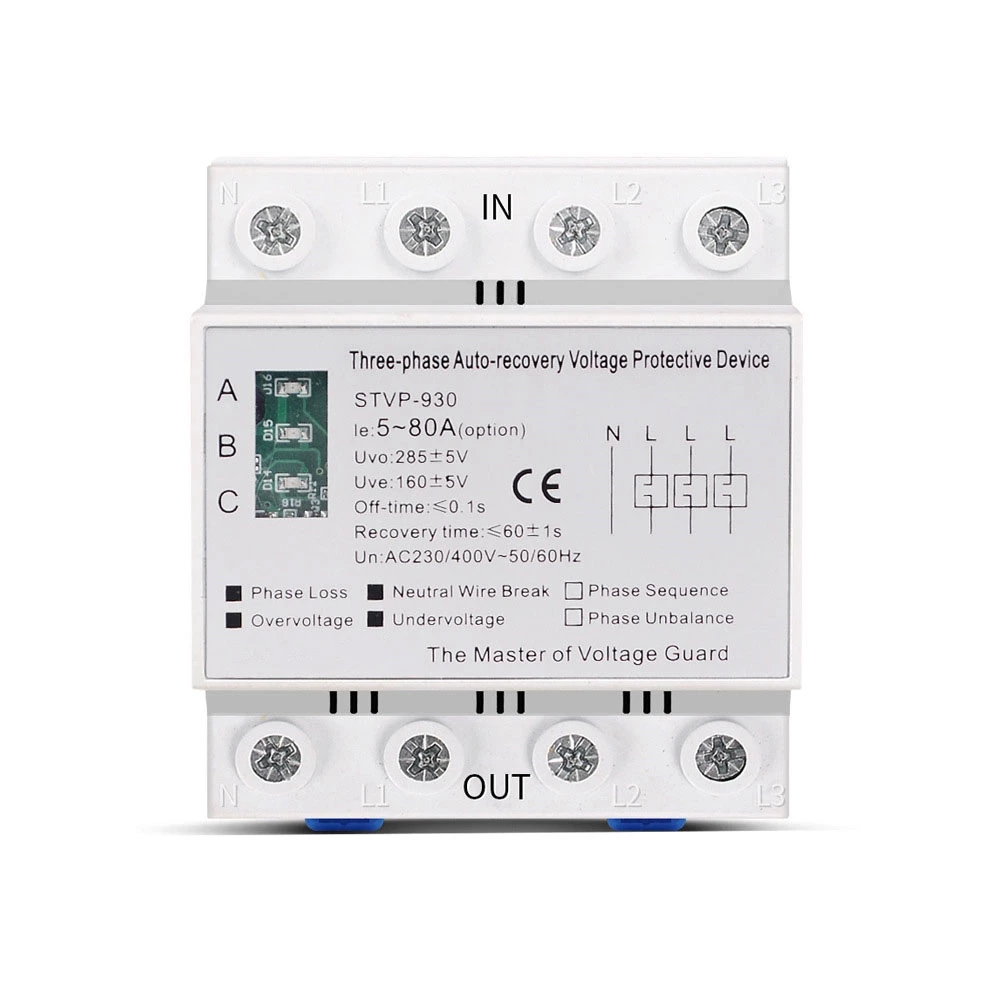 3 Phase Automatic Reset Overvoltage and Undervoltage Phase Sequence Protector