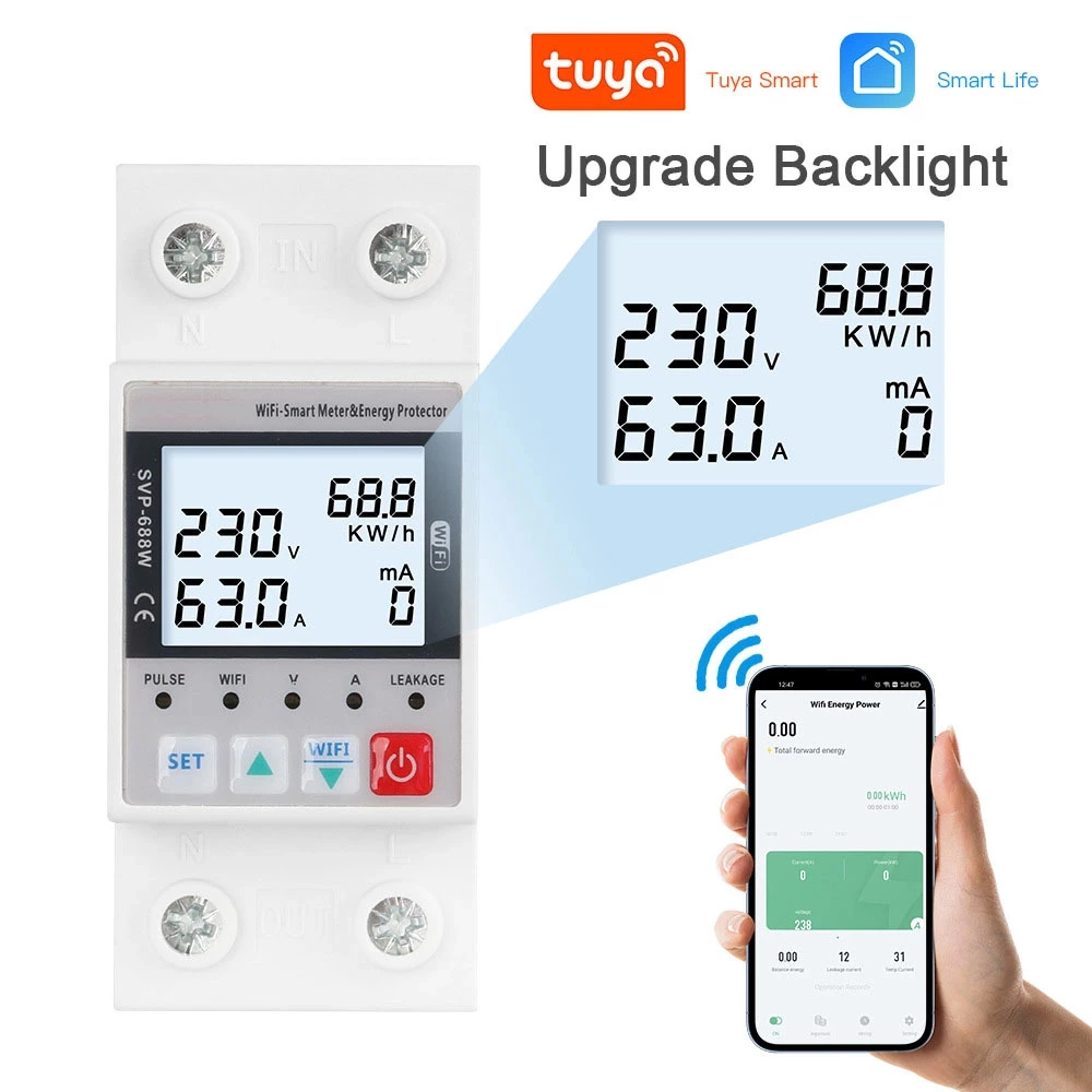 Tuya WIFI Remote Control Overvoltage and Undervoltage Protector