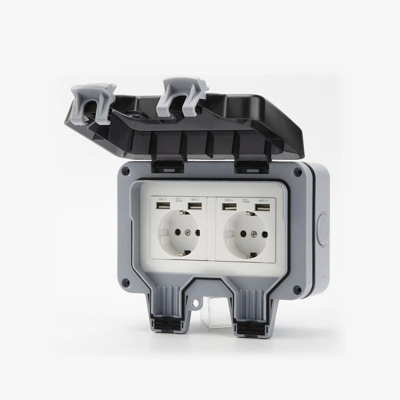 German Style Waterproof switch socket with USB