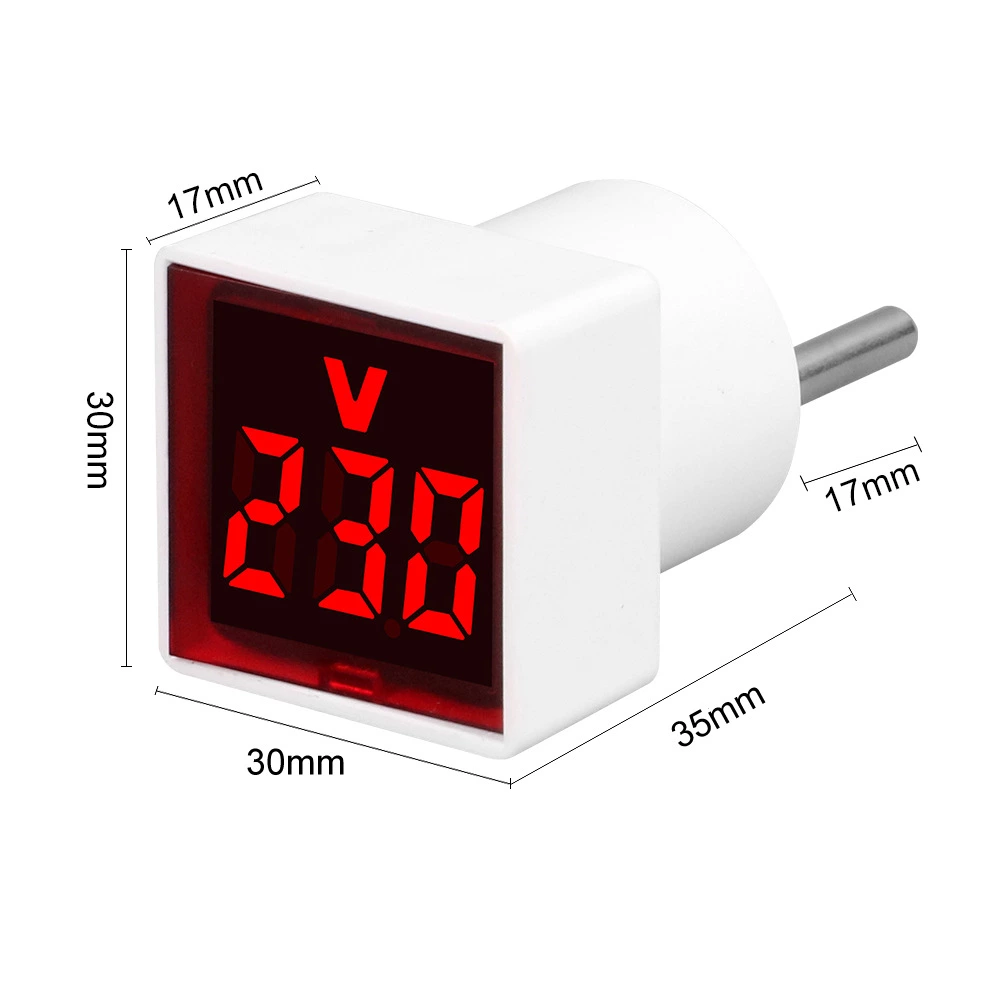 Square European Standard Plug Type Digital AC Voltmeter Indicator Light